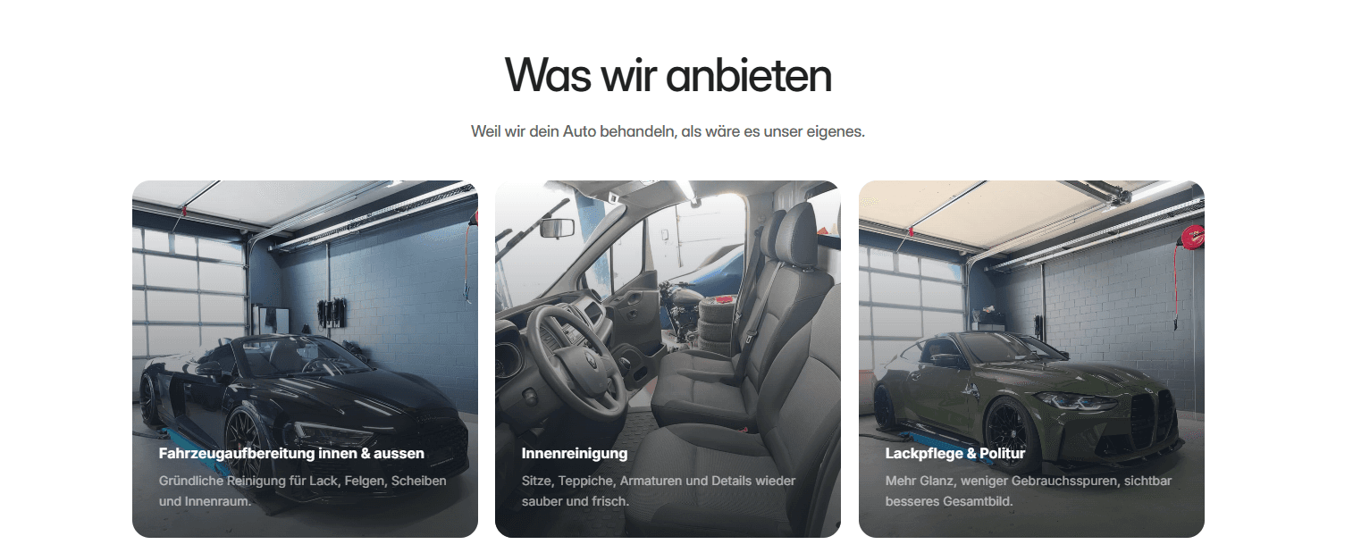 TP Fahrzeugpflege – Leistungsübersicht